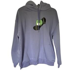 Purple hoodie sweater green frog on black skateboard cartoon design women's XL
